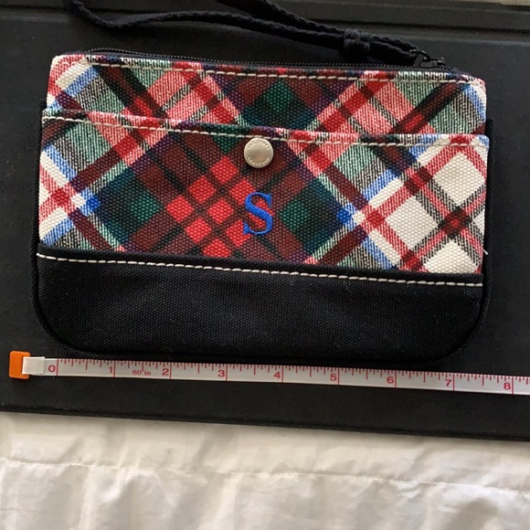 Lands’ End Monogrammed “S” Plaid Wristlet - Picture 7 of 9